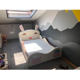 Resim Puf Bebe Montessori Her Tarafı Yumuşacık Puf 90x190 Ölçüde Tavşanlı Çocuk Yatağı (YATAK DAHİLDİR) 