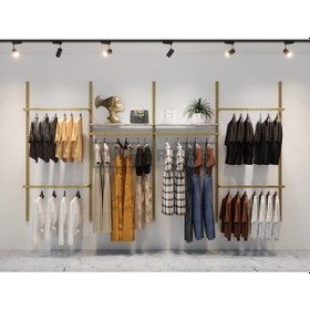 Resim Mağaza Raf Sistemi, Askılık Sistemi, Butik, Mağaza Stand-245x200 Altın 