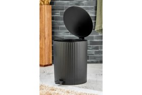 Resim Yuvarlak Pedallı Çöp Kovası, Çizgili Kapak, Banyo ve Mutfak Için 