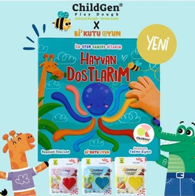 Resim Hayvan Dostlarım Ilk Oyun Hamuru Aktivitesi Ve 3x125 Gr Doğal Oyun Hamuru 