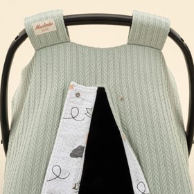 Resim Puset Örtüsü - Çift Taraflı - Mint Örgü - Kuş 