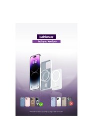 Resim jetucuzal SPRANGE SR-P28M 12000mAh Magsafe Powerbank 15W Kablosuz Şarj, 20W PD Hızlı Şarj, LCD Ekranlı, Standl 