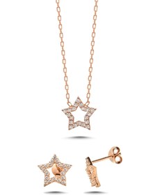 Resim Yıldız Rose Kadın 925 Ayar Gümüş Minimal Set 