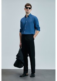 Resim Lufian Pitaya Erkek Keten Gömlek Comfort Fit Saks Saks 111010630100240 Saks 
