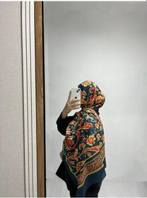 Resim Modakaşmir Aminenesil Etnik Desen Petrol Sarı Renk Soft Pamuk Şal Petrol Yeşili 