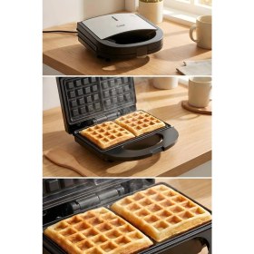 Resim KSM-2412W Yapışmaz Kaplama Plakalı Paslanmaz Çelik Kapaklı Waffle Makinesi 
