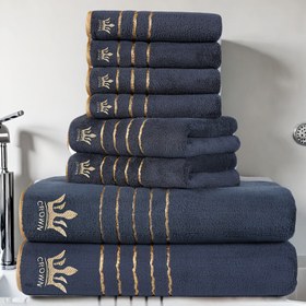 Resim 8 adet Süper Yumuşak Mercan Banyo Havlu Seti, Taç Nakış, 2 Banyo Havlusu 70 X 140Cm, 2 El Havlusu 42 X 70Cm, 4 Kare Havlu 34 X 34Cm, Hızlı Kuruma, Hızlı Emme, Hafif, Ev, Otel ve Spa Kullanımı, Açık Hava Fitness, Kamp Havlu Banyo Havlu Seti Noel Hediyesi 