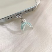 Resim Deniz Kızı Kuyruğu Toz Önleyici Fiş, Evrensel Alüminyum Alaşım Şarj Portu Kapağı, Şık İnci Vurgu, iPhone ve Type-C Cihazlar için, Koruyucu Kapak Aksesuarı ile 