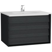 Resim VitrA Frame 61229 Lavabo Dolabı, Çift Çekmeceli, Etajerli Lavabolu,80cm, Mat Soft-harelisiyah 