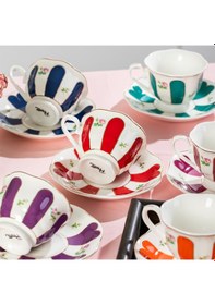Resim Perotti 16861 Beyoğlu 6 Kişilik Porselen Kahve Fincan Takımı 90ml Çok Renkli 