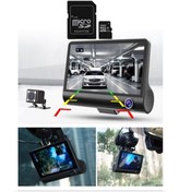 Resim 3 Kameralı 4 Inç 1080p Yol Kayıt Kamerası. Üç Kameralı Araç Kamera.(Türkçemenü+gerigörüş+g-sensör) 