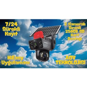 Resim 256 GB Sd Destekliyor, 7/24 Sürekli Kayıt, 2 Kameralı - Sirenli, Hieasy Uygulaması, Aov Teknolojisi 