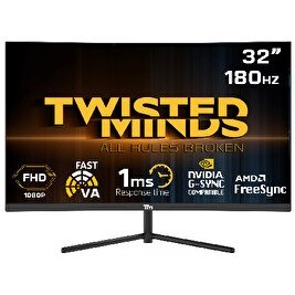 Resim Twisted Minds TM32CFHD180VA 32" FHD 180 Hz 1 ms HDMI DP HDR10 R1500 Kavisli RGB Gaming Monitör 