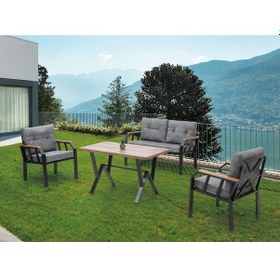 Resim Tu Tienda Nergiz 2 1 1 Masa Bahçe Balkon Mutfak Mobilyası,gri Gri 