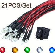 Resim Wangxi 21 Parça 3mm Led Kablo Işıkları, Ön Kablolu Dıy Aydınlatma Seti 