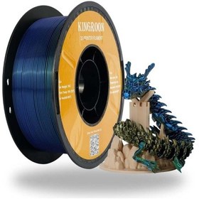 Resim Üç Renkli Silk Pla Filament - Altın, Yeşil, Mavi Canlı Parlak Renk Geçişi 1.75mm 1 Kg 