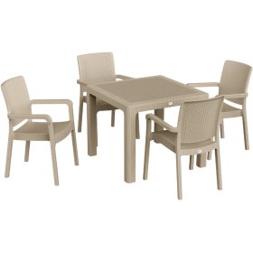 Resim Hilton 90x90 Camsız Masa Takımı Cappucino 