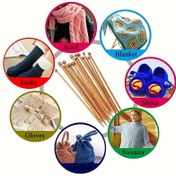 Resim 2 adet Açık Kahverengi Bambu Örgü İğnesi - Tek Uçlu Uç DIY El İşleri için, Kazaklar, Eşarplar, Battaniyeler ve Daha Fazlası için İdeal - Başlangıç için Mükemmel 