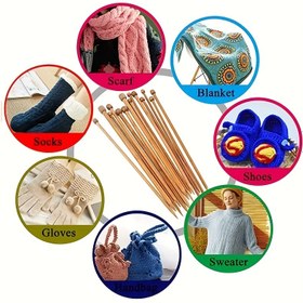 Resim 2 adet Açık Kahverengi Bambu Örgü İğnesi - Tek Uçlu Uç DIY El İşleri için, Kazaklar, Eşarplar, Battaniyeler ve Daha Fazlası için İdeal - Başlangıç için Mükemmel 