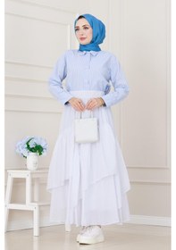 Resim Katlı Botto Vual Etek-beyaz-5309 Beyaz 