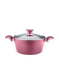 Resim 28 Cm Granit Derin Tencere Cam Kapak - Mürdüm Mürdüm 