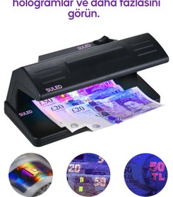Resim SULED Sahte Para Kontrol Cihazı UV Mor Işık Profesyonel Sahte Para Dedektörü 220V Fişli 