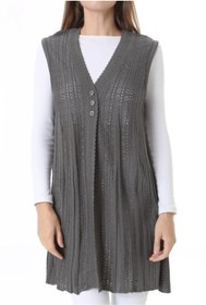 Resim Fresh&Moda Kadın Triko Mevsimlik Araboy Merserize Büyük Beden Anne Yelek 
