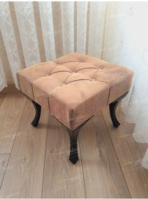 Resim Kapitoneli Makyaj Pufu Ayak Ucu Puf Siyah Ayak 45 45 Vizon 