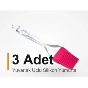 Resim Ttta 3 Adet Yuvarlak Uçlu Silikon Yumurta Fırçası - Mutfak Yağ Fırçası 
