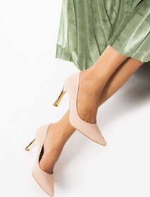 Resim Güllü Shoes Bej Kumaş Stiletto: Konforlu Vegan Deri Günlük Ve Özel Gün Kadın Topuklu Ayakkabı 