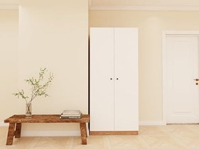 Resim Fırtına 2 Kapaklı Gardırop Meşe Rengi 