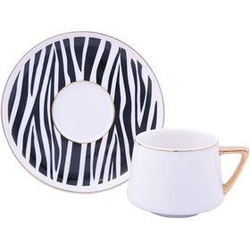 Resim Kahve Fincan Takımı Zebra Desenli 6 Kişilik 12 Parça 
