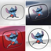 Resim 1 adet Stitch Angie Yakıt Kapağı Çıkartması - Arabalar, Motosikletler ve Dizüstü Bilgisayarlar için Eğlenceli Karikatür Vinil Çıkartma, Kendinden Yapışkanlı, Dayanıklı, Su Geçirmez, Plastik, Cam, Metal, Seramik Yüzeylere Kolayca Uygulanabilir, Motosiklet Çıkartması 