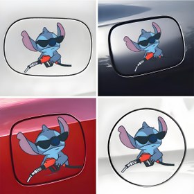 Resim 1 adet Stitch Angie Yakıt Kapağı Çıkartması - Arabalar, Motosikletler ve Dizüstü Bilgisayarlar için Eğlenceli Karikatür Vinil Çıkartma, Kendinden Yapışkanlı, Dayanıklı, Su Geçirmez, Plastik, Cam, Metal, Seramik Yüzeylere Kolayca Uygulanabilir, Motosiklet Çıkartması 