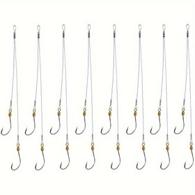 Resim 8 Adet Paslanmaz Çelik Olta Takımları, Lider Çengel Döner Seti - 360° Döner - Çeşitli Boyutlar - Yüksek Dayanıklılık Olta Çengelleri ile Tel Liderler 