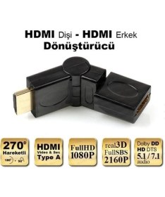 Resim SpeedUF HDMI 270° Erkek – Dişi Köşe Adaptör – 4K Destekli, TV ve Monitör Uyumu 