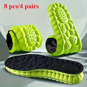 Resim 8 adet/4 Çift Süper Rahat 5D Hafıza Jeli Tabanları, Nefes Alabilen Koltuklu - Hafif Ayak Pedleri - Sneaker ve Topuklar için, Siyah ve Pembe Renklerde Mevcuttur. 