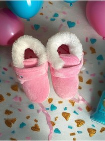 Resim Gezer Pembe Kız Çocuk Bebe Kışlık Yumuşacık Ev pandufu 