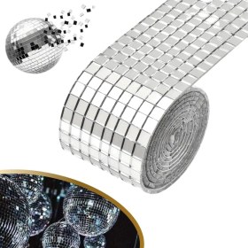 Resim Sylar 1 Metre Uzunluğunda Gümüş Renk Aynalı Mozaik Taşlı Dekor Bandı 4 cm x 1 mt 