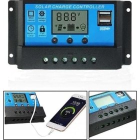 Resim Güneş Paneli Solar Akü Şarj Kontrol Cihazı 12V 24V 10 Amper 