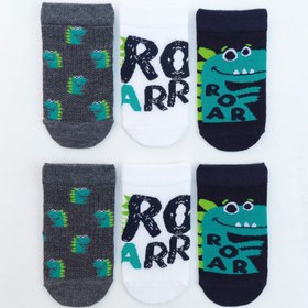 Resim MEM SOCKS 6'lı Dinazor Desenli Çocuk Patik Çorap 