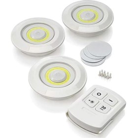 Resim Nanopro 3 Lü Kumandalı Yapışkanlı Kablosuz Pilli LED Spot Lamba Işıldak 313040 