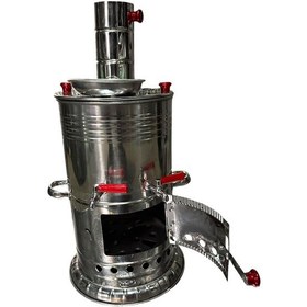 Resim Odunlu Çift Musluklu Çelik Semaver 5 Lt -127 