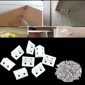 Resim 40 adet Ağır Hizmet Tipi Naylon L Şekilli Köşe Parçaları Düz Başlı Vidalarla - Dolaplar, Raflar, Mobilya Bacakları için 90 Derece Mobilya Destek Parçaları - Artırılmış Stabilite ve Güvenlik için Dayanıklı Plastik Bağlantı Elemanları 