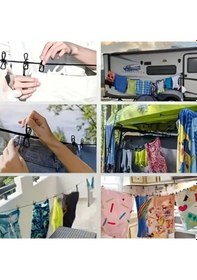 Resim Taşınabilir Seyahat Çamaşır İpi 12 Mandallı Klipsli Lastikli Çamaşır Mandalları 4741 Bakır 