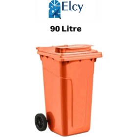 Resim Elcy Tıbbi Atık Plastik Çöp Konteyneri 90 Lt Turuncu Plastik Konteyner Isıya Karşı Dayanıklı 