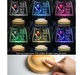Resim Fotoğraflı Mezuniyet Hatırası, Öğrenciye Isimli Karne Mezuniyet Hediyesi, Kitap Tasarımlı 3D LED Lamba 