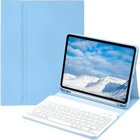 Resim Apple İpad Pro 11 2022 Kılıf Kc01 Smart Klavyeli Tablet Kılıfı - Açık Mavi Diğer 