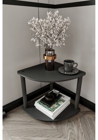 Resim Masivo Köşe Kitaplık Siyah 2 Katlı Siyah 