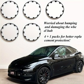 Resim 5 adet 2019-2024 için for TESLA Model Y Tekerlek Hub Kapakları - 53.34 cm Jant Koruyucuları, Dayanıklı Plastik, Çizilmeye Karşı, Kolay Kurulum, for Tesla Model Y için Mükemmel, Tekerlek Hub Koruma | Şık Tekerlek Kapakları | Dayanıklı Plastik Kapaklar, for Tesla Aksesuarları için 